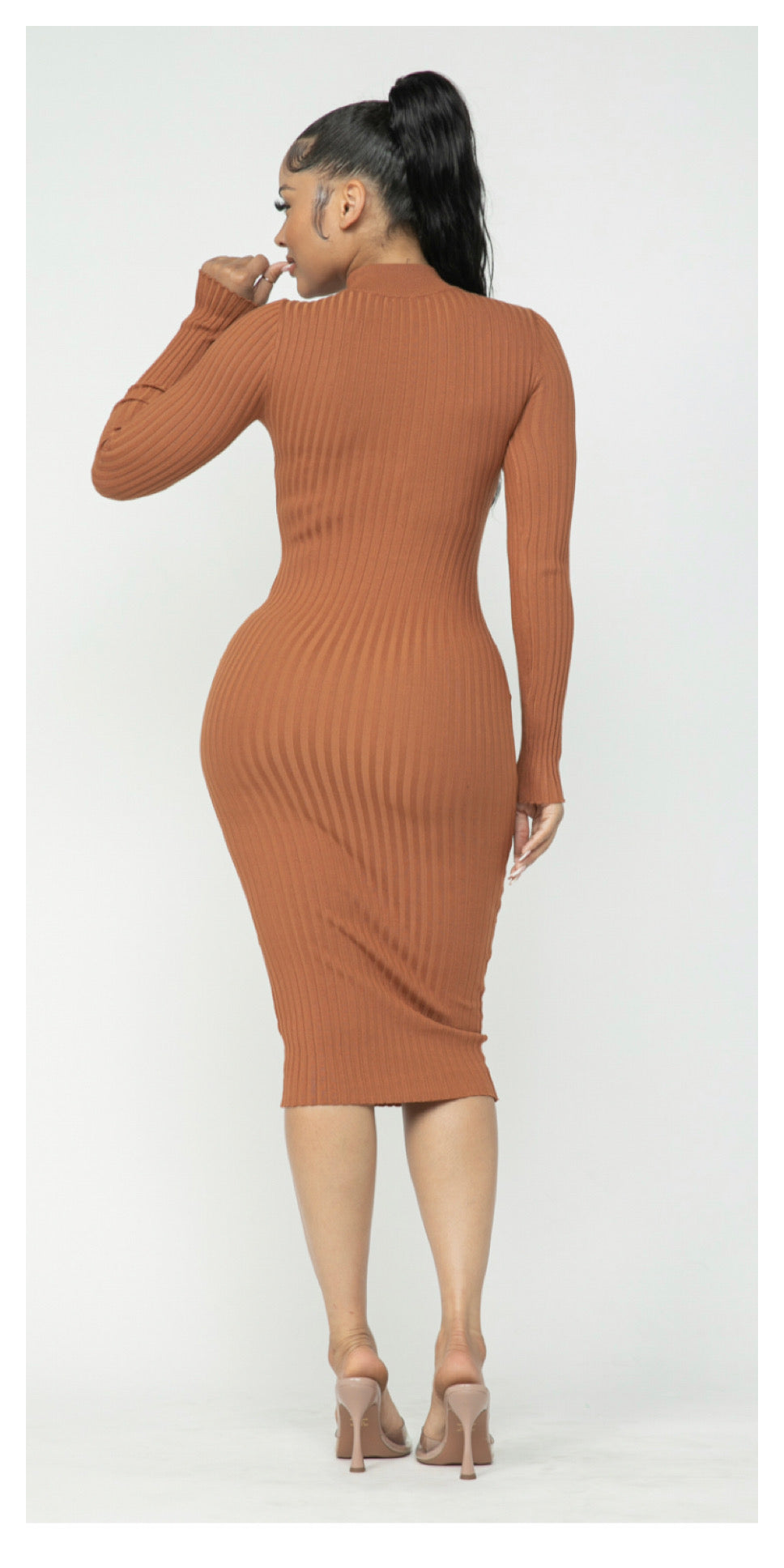 Key Hole Mock Neck Dress
