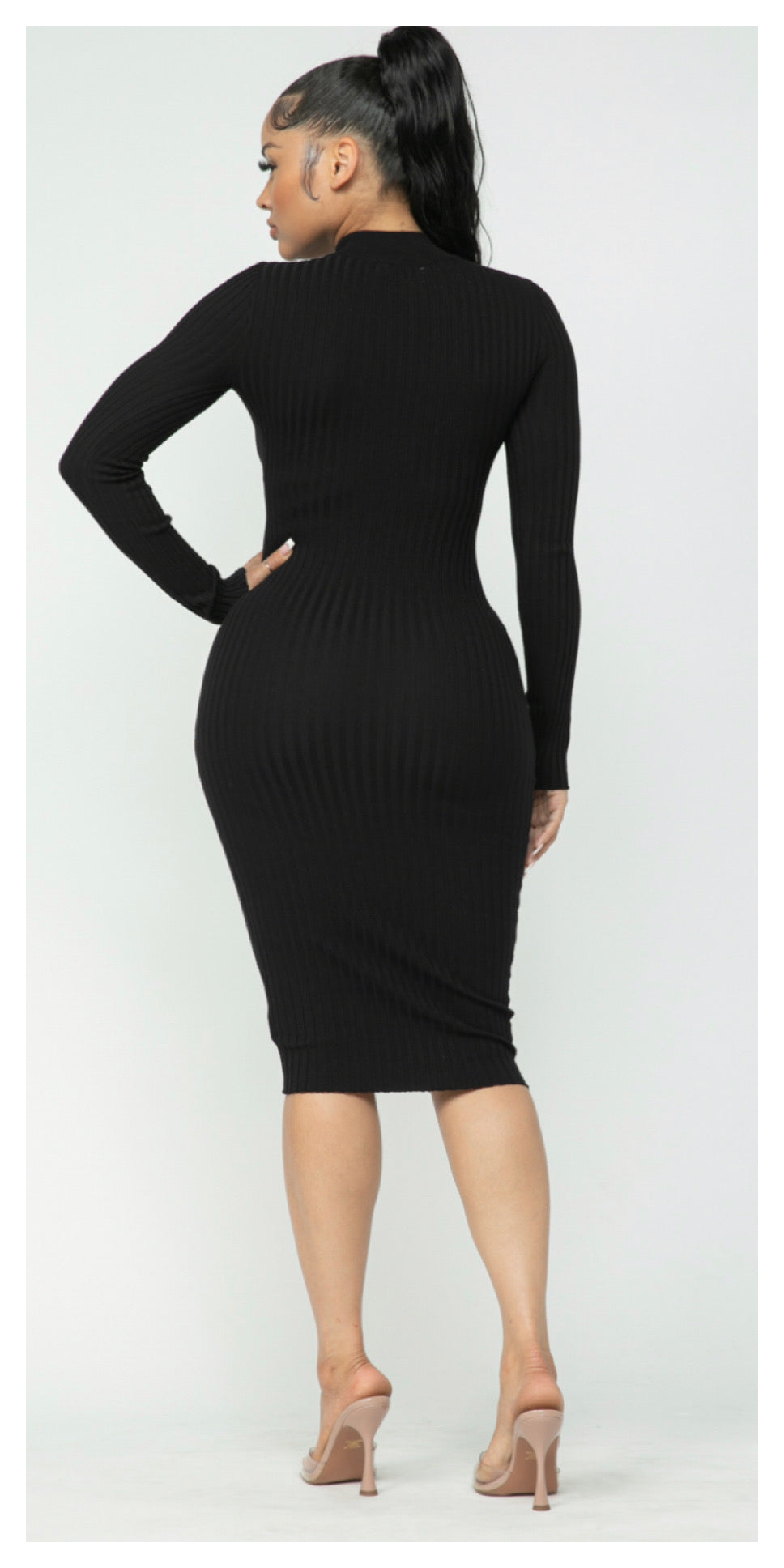 Key Hole Mock Neck Dress